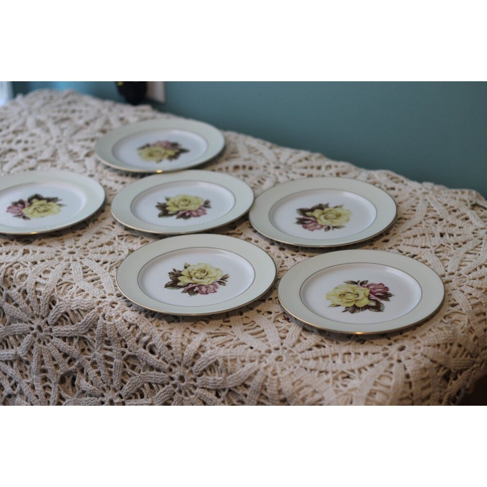 vintage Narumi China "Yellow Rose" pattern bread & butter plates